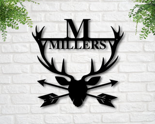 Metal Name Sign With Antlers, Custom Metal Sign Personalized, Last Name Sign, Family Name Sign, Metal Last Name Sign, Metal Monogram Sign, Laser Cut Metal Signs Custom Gift Ideas