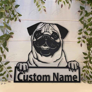 Pug Personalized Metal Wall Decor, Cut Metal Sign, Metal Wall Art, Metal House Sign, Metal Laser Cut Metal Signs Custom Gift Ideas