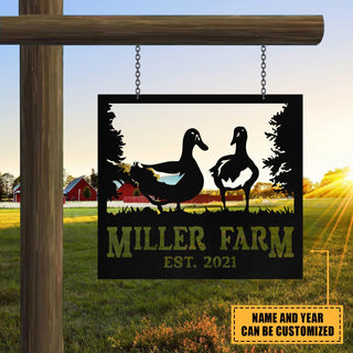 Personalized Metal Farm Sign Duck , Custom Outdoor, Front Gate, Ranch, Stable, Metal Laser Cut Metal Signs Custom Gift Ideas