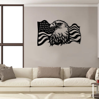 Bald Eagle American Flag Veteran Metal Sign, Wall Decor, Metal Laser Cut Metal Signs Custom Gift Ideas