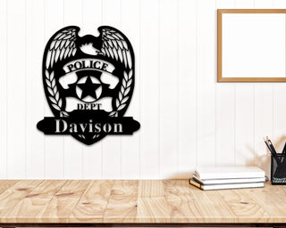 Sheriff Deputy Sign With Last Name, Personalized Cop Gift, Personalized Police Officer Badge Name Sign, Cops, Police Academy Graduation Gift, Metal Laser Cut Metal Signs Custom Gift Ideas