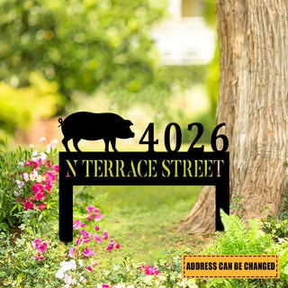 Custom Address Pig Metal Art, Farm Steel Sign, Ranch Decor, Metal Laser Cut Metal Signs Custom Gift Ideas