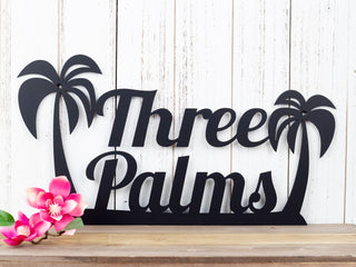 Palm Tree Custom Name Metal Sign, Tropical, Beach, Ocean, Beach House Sign, Metal Wall Art, Outdoor Sign, Custom Sign, Laser Cut Metal Signs Custom Gift Ideas