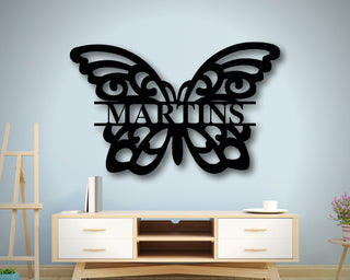 Last Name Metal Sign, Family Name Sign, Personalized Butterfly Sign,personalized Metal Wall Decor, Welcome Sign For Front Porch For Home, Laser Cut Metal Signs Custom Gift Ideas