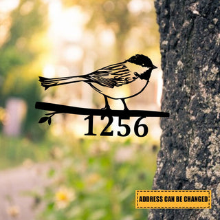 Customized Address Number Sparrow Bird Metal Tree Stake, Bird Metal Sign, Metal Laser Cut Metal Signs Custom Gift Ideas