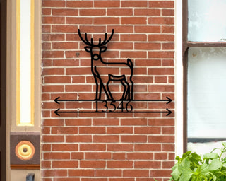 Personalized Metal Deer Sign, Metal House Number Deer Sign, Front Porch Sign,address Sign,metal Deer Sign,custom Deer Address Sign,camp Sign, Laser Cut Metal Signs Custom Gift Ideas