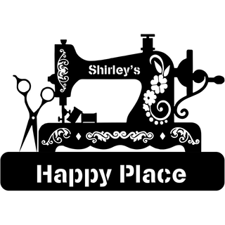 Personalized Sewing Machine Happy Place Metal Sign Art, Cut Metal Sign, Metal Wall Art, Metal House Sign, Metal Laser Cut Metal Signs Custom Gift Ideas