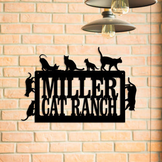 Personalized Cat Ranch Metal Sign, Custom Pet Housewarming, Metal Laser Cut Metal Signs Custom Gift Ideas