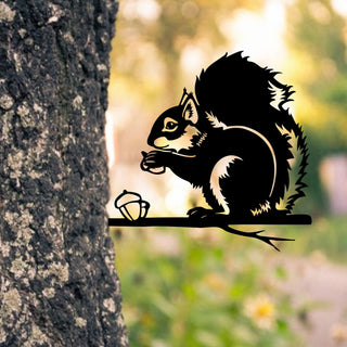 Funny Squirrel Tree Stake, Metal Sign, Mother's Day Gift, Metal Laser Cut Metal Signs Custom Gift Ideas