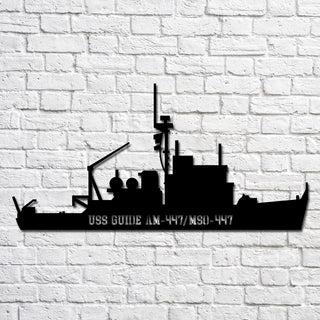 Aeticon PrintPrint Uss Guide Am447_mso 447 Navy Ship Metal Art, Custom Us Navy Ship Cut Metal Sign, Gift For Navy Veteran, Navy Ships Silhouette Metal Art, Navy Home Decor Laser Cut Metal Signs Custom Gift Ideas