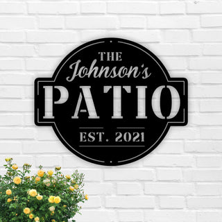 Aeticon PrintPrint Personalized Family Name Patio Metal Sign, Welcome To The Patio Established Date Metal Sign, Personalized Patio Sign, Outdoor Patio Sign Laser Cut Metal Signs Custom Gift Ideas