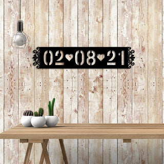 Personalized Date Valentines Day Metal Sign, Custom Home Decor Gift For Her, Wedding, Anniversary Wall Art, Metal Laser Cut Metal Signs Custom Gift Ideas