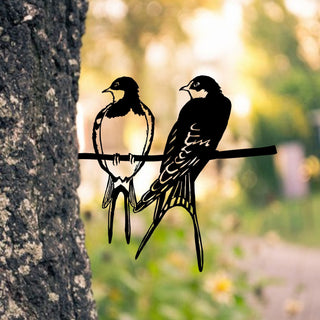 Couple Swallow Birds Metal Art, Tree Stake, Outdoor Decor, Metal Laser Cut Metal Signs Custom Gift Ideas