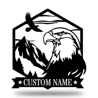 Majestic Bald Eagle Monogram Customized Metal Signs, Custom Metal Sign, Custom Signs, Metal Sign, Metal Laser Cut Metal Signs Custom Gift Ideas