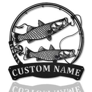 Personalized Common Snook Fishing Fish Pole Metal Sign Art, Custom Common Snook Fishing Metal Sign, Fishing Lover Home Decor, Laser Cut Metal Signs Custom Gift Ideas