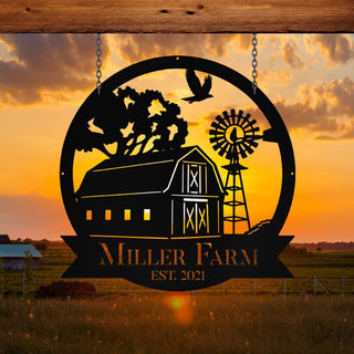 Personalized Metal Farm Sign Barn Windmill Monogram, Metal Laser Cut Metal Signs Custom Gift Ideas