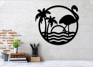 Personalized Flamingo Metal Sign, Beach House Metal Sign, Monogram Flamingo, Handcrafted Metal Art, Metal Yard Art, House Decor, Best Gift, Laser Cut Metal Signs Custom Gift Ideas