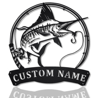 Personalized Swordfish Fishing Fish Pole Metal Sign Art, Custom Swordfish Fishing Metal Sign, Swordfish Fishing Gift, Decor Decoration, Laser Cut Metal Signs Custom Gift Ideas