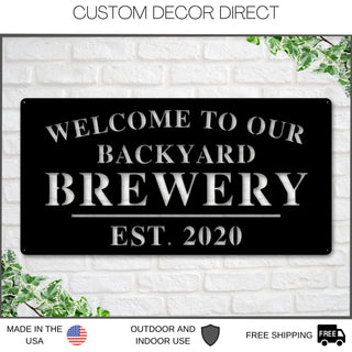 Aeticon PrintPrint Welcome To Our Backyard Brewery Sign, Personalized Brewery Sign, Home Brewery Sign, Backyard Decor, Welcome Sign, Personalized Sign, Metal Laser Cut Metal Signs Custom Gift Ideas