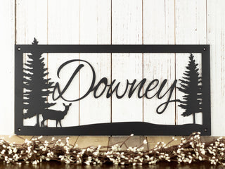 Custom Metal Sign Outdoor Last Name Sign Housewarming Gift Personalized Sign Farmhouse Rustic Country Lake House Deer, Laser Cut Metal Signs Custom Gift Ideas