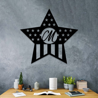 Personalized American Flag Star Veteran Metal Sign, Metal Laser Cut Metal Signs Custom Gift Ideas