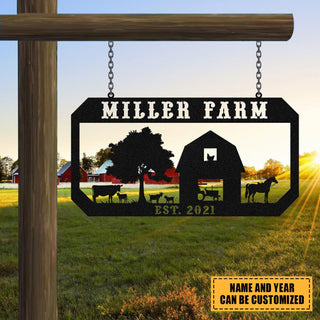 Personalized Metal Farm Sign Horse Cow Goat Chicken Monogram, Metal Laser Cut Metal Signs Custom Gift Ideas