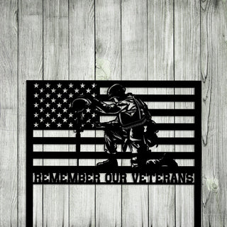 Personalized Remember Our Veteran Metal Sign, Veterans Day Gift For Proud Soldiers, Metal Laser Cut Metal Signs Custom Gift Ideas