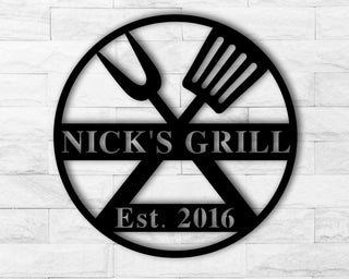 Personalized Bbq Sign, Grilling Gifts, Outdoor Kitchen Metal Sign, Personalized Metal Sign, Grill Gifts For Dad, Metal Sign For Outdoors, Laser Cut Metal Signs Custom Gift Ideas