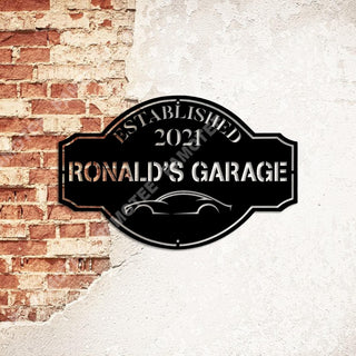 Custom Name And Established Date Metal Art, Car Garage Decoration, Metal Laser Cut Metal Signs Custom Gift Ideas