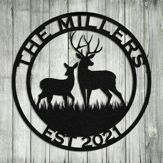 Deer Doe Hunting Hunter Metal Sign Monogram, Custom Outdoor Cabin, Lodge, Camp, Wall Decor, Metal Laser Cut Metal Signs Custom Gift Ideas