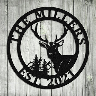 Deer Hunting Hunter Metal Sign Monogram, Custom Cabin, Lodge, Wall Decor, Art Gift For Him, Metal Laser Cut Metal Signs Custom Gift Ideas