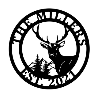 Deer Hunting Hunter Metal Sign Monogram, Custom Cabin, Lodge, Wall Decor, Art Gift For Him, Metal Laser Cut Metal Signs Custom Gift Ideas