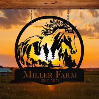 Personalized Metal Horse Sign Monogram, Custom Outdoor Farm, Metal Laser Cut Metal Signs Custom Gift Ideas