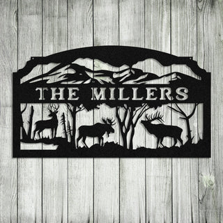 Personalized Family Name Deer Moose Elk Hunting Hunter Metal Art, Metal Laser Cut Metal Signs Custom Gift Ideas