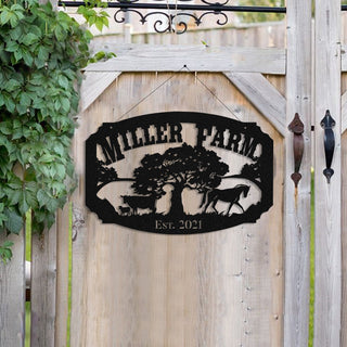 Metal Farm Sign Horse Cow Monogram, Custom Outdoor Stable, Barn, Wall Decor Art Gift, Metal Laser Cut Metal Signs Custom Gift Ideas