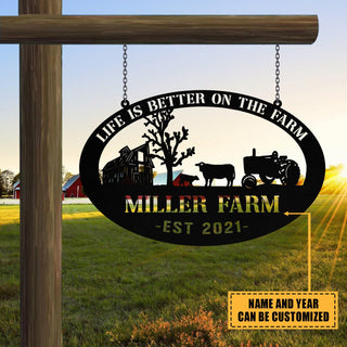 Personalized Metal Farm Sign Barn Cow Tractor Monogram, Outdoor Farmhouse, Metal Laser Cut Metal Signs Custom Gift Ideas