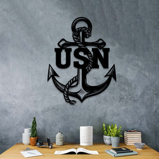 USN US Navy Anchor Veteran Metal Wall Decoration, Metal Laser Cut Metal Signs Custom Gift Ideas