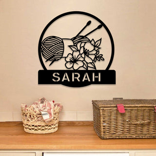 Personalized Crochet Knitting Metal Art, Wall Decor, Wedding Gift For Mother, Grandma, Metal Laser Cut Metal Signs Custom Gift Ideas