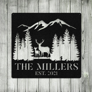 Deer Hunting Hunter Metal Sign Monogram, Custom Outdoor Farm, Cabin, Lodge, Camp, Metal Laser Cut Metal Signs Custom Gift Ideas