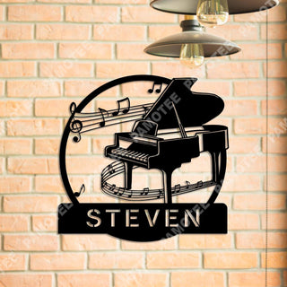 Personalized Name Piano Metal Sign, Piano Player Wall Hanging, Metal Laser Cut Metal Signs Custom Gift Ideas