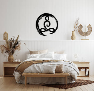 Enso Circle Buddha Metal Wall Art, Large Metal Decor, Yoga Studio Decor, Black Wall Art, Enso Circle With Buddha Pose, Gift For Yoga Lovers, Metal Laser Cut Metal Signs Custom Gift Ideas