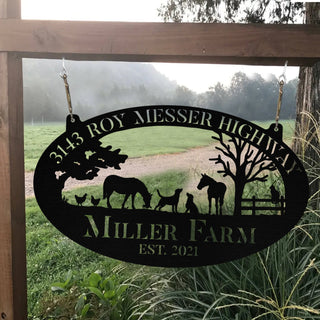 Personalized Metal Farm Sign Horse Dog Chicken Cat Monogram, Metal Laser Cut Metal Signs Custom Gift Ideas