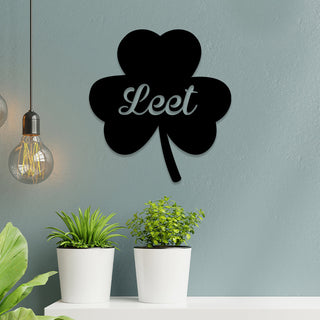 Personalized Leet Three Leaf Clover Shamrock Irish Celtic Metal Sign, Metal Laser Cut Metal Signs Custom Gift Ideas