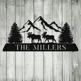 Moose Deer Hunting Hunter Metal Sign Monogram, Custom Outdoor Farm, Cabin, Metal Laser Cut Metal Signs Custom Gift Ideas