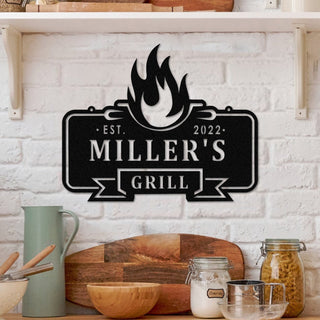 Personalized Family Name Bar Grill Metal Sign Monogram, Metal Laser Cut Metal Signs Custom Gift Ideas