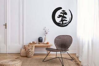 Bonsai Tree Metal Wall Decor, Metal Wall Art, Enso Circle, Tree Of Life Metal Wall Art, Housewarming Gift, Living Room Decor, Metal Laser Cut Metal Signs Custom Gift Ideas