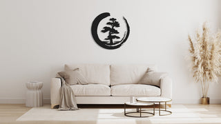 Bonsai Tree Metal Wall Decor, Metal Wall Art, Enso Circle, Tree Of Life Metal Wall Art, Housewarming Gift, Living Room Decor, Metal Laser Cut Metal Signs Custom Gift Ideas