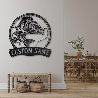 Personalized Perch Fishing Fish Pole Metal Sign Art, Custom Perch Fishing Metal Sign, Perch Fishing Gifts For Men, Perch Fishing Gift, Laser Cut Metal Signs Custom Gift Ideas