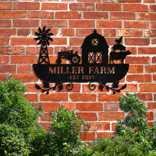 Personalized Metal Farm Sign Barn Cow Cattle Pig Rooster Chicken Monogram, Metal Laser Cut Metal Signs Custom Gift Ideas