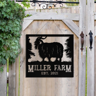 Metal Farm Sign Angora Goat Monogram, Custom Front Gate, Ranch, Stable, Wall Decor Art Gift, Metal Laser Cut Metal Signs Custom Gift Ideas